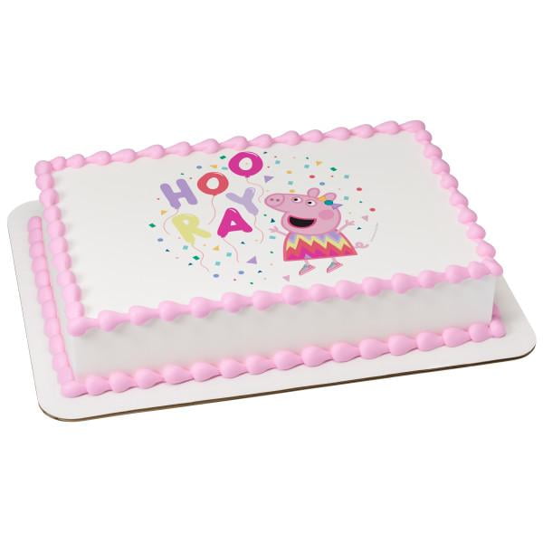 Personalised Peppa Pig Cake Topper Set Kids Birthday Decor Edible Glue - 4  Pcs 