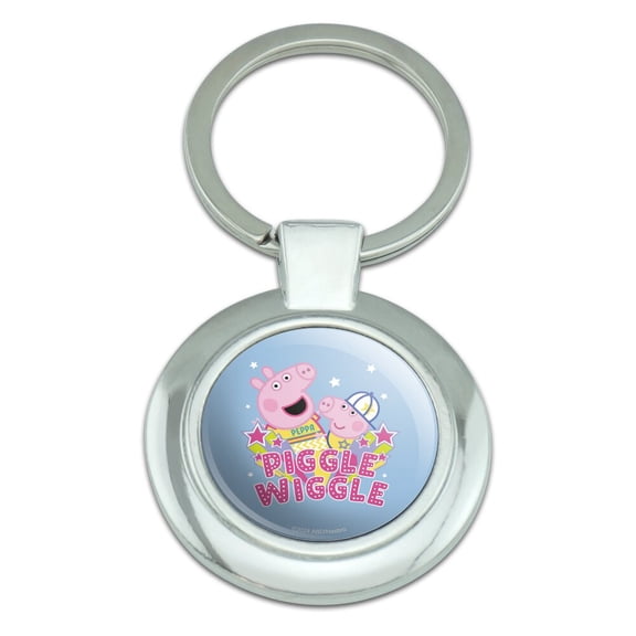 Peppa Pig Piggle Wiggle Keychain Classy Round Chrome Plated Metal