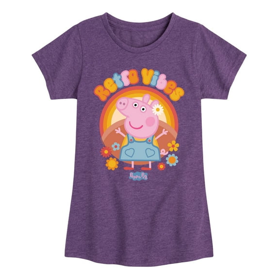 Peppa Pig - Retro Vibes - Girls Toddler And Youth Fitted Short Sleeve Tee