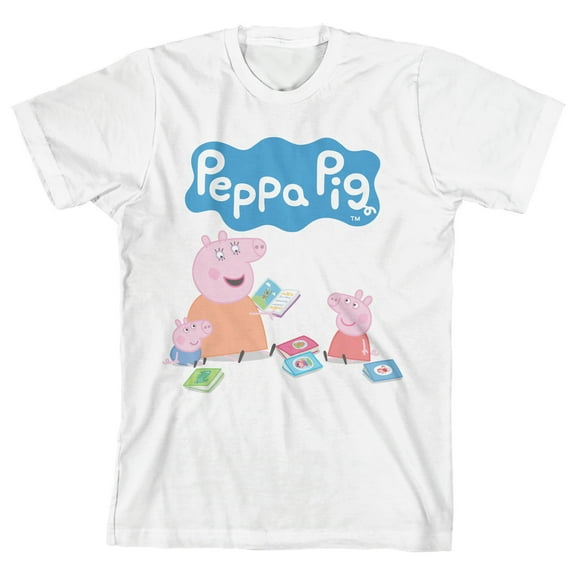 Peppa Pig Storytime Toddler Boy's White Crew Neck Short Sleeve T-shirt-3T