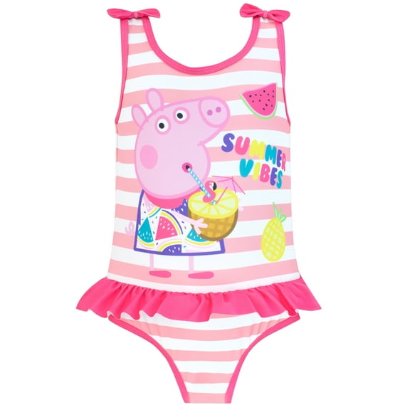 Peppa Pig Striped Bathing Suit Pink Sizes 2T-7