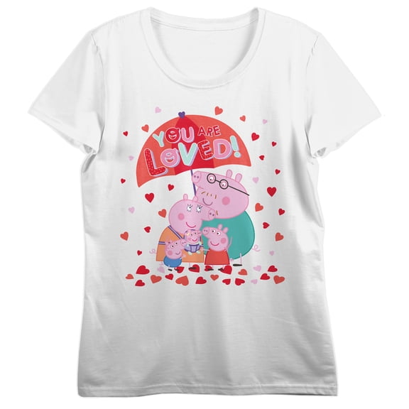 Peppa Pig TV You Are Loved Women's White Crew Neck Short Sleeve T-shirt-XS