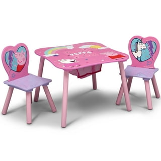  Peppa Pig Juego de mesa y sillas para niños, muebles infantiles  de 3 piezas (2 sillas acolchadas y una mesa de 24 x 20 pulgadas de alto),  juego de actividades ideal