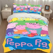Peppa Pig Teen Bedding Set Kids Sheet Toddler Pillow Christmas Comforter Gifts Girls Child Boys Queen Full 55"X78"