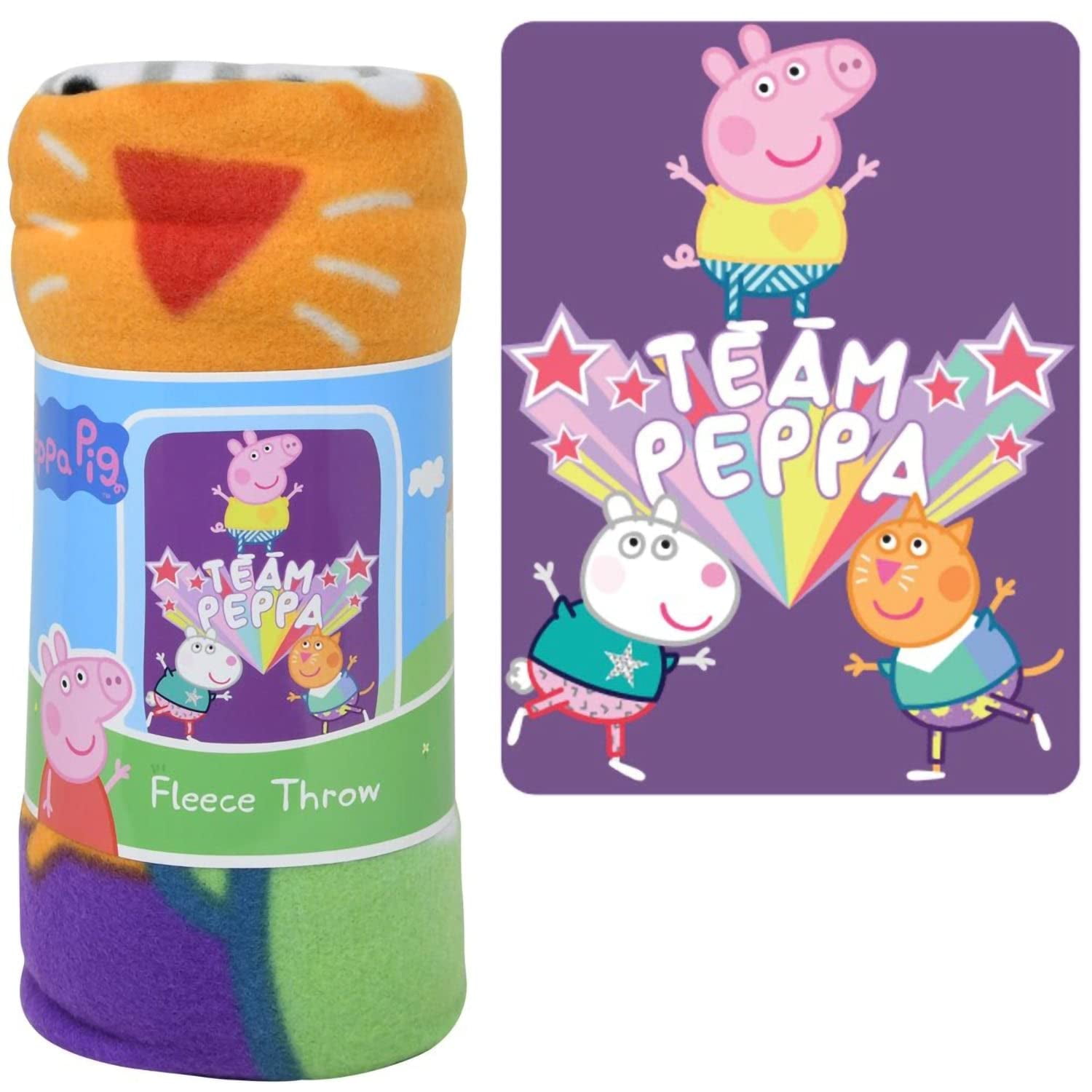 Peppa Pig Throw Blanket 45" x 60" Team Pepa Suzy Sheep Candy Cat Purple Stars