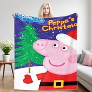 Peppa Pig Throw Blanket Birthday Gift for Girl Boy Women Flannel Music Fan Lover Present 50”X60“