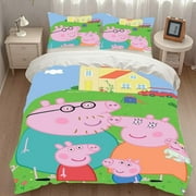 Peppa Pig Toddler Bedding Set Child Sheet Comforter Pillow Gifts Christmas Birthday for Girls Boys Queen 55"X78"