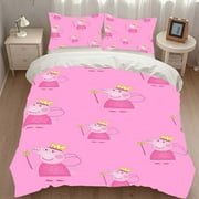 Peppa Pig Toddler Bedding Set Gifts Child Sheet Comforter Girls Boys Pillow Christmas for Birthday Queen 55"X78"
