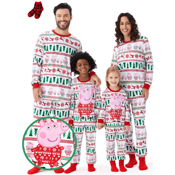 Peppa Pig Toddler Boys Girls Christmas Pajamas Graphic Tops and Pants Kids Sleepwear Matching Pjs for Family