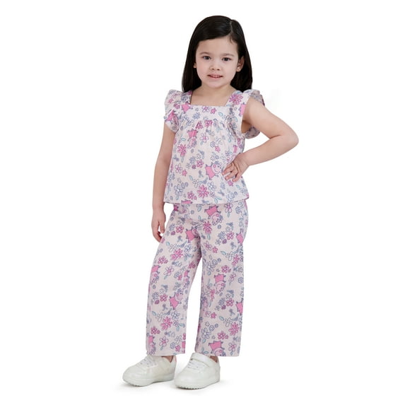 Peppa Pig Toddler Girl 2 Piece Gauze Wide Leg Pant Set, Sizes 12 Months-5T