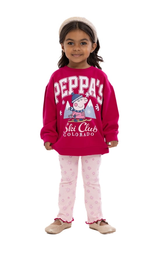 Toddler Girls Graphic Crewneck Sweatshirt and Flare Leggings Set, 2 Piece, Sizes 12M-5T