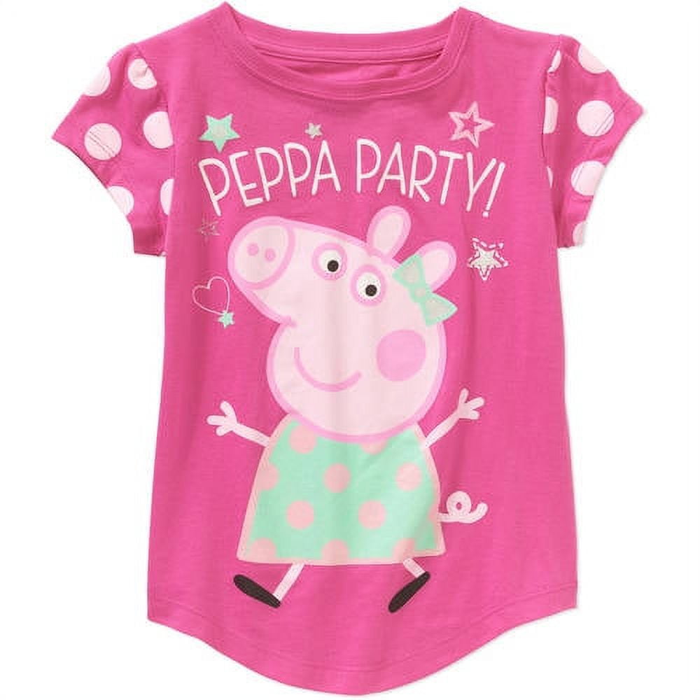 Peppa Pig Toddler Girl Letter Print Striped Short Raglan Sleeve Cotton Tee