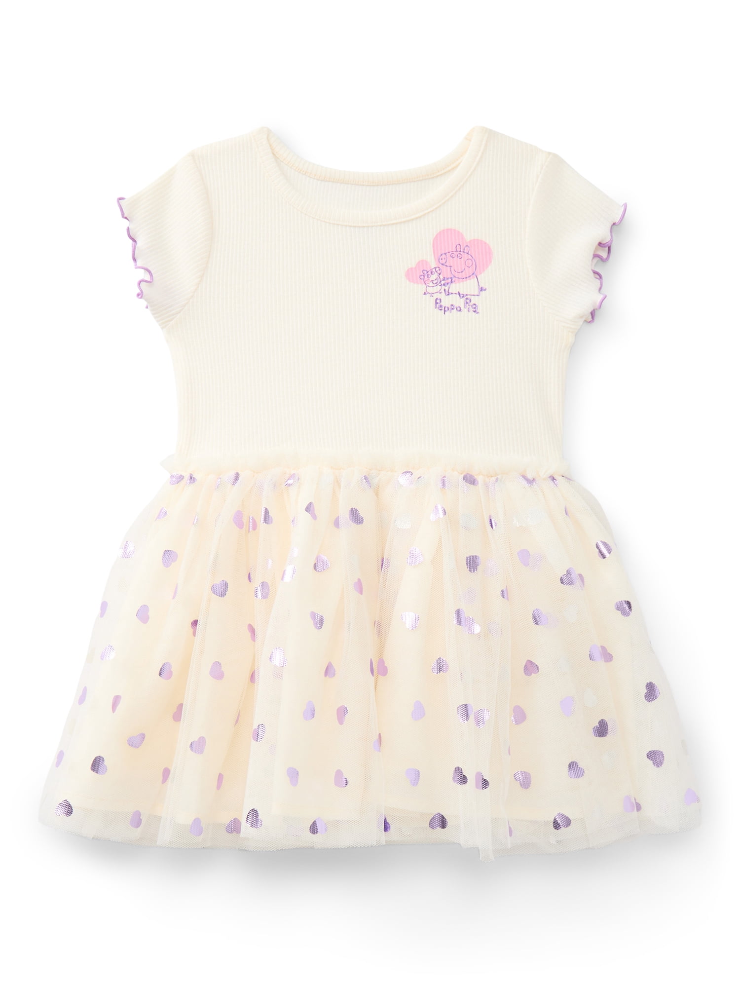 Peppa Pig Toddler Girls Tutu Dress with Short Sleeves, Sizes 12M-5T