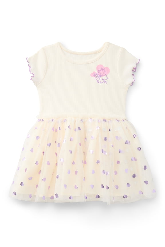 Toddler Girls Tutu Dress with Short Sleeves, Sizes 12M-5T