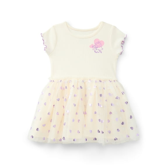 Peppa Pig Toddler Girls Tutu Dress with Short Sleeves, Sizes 12M-5T