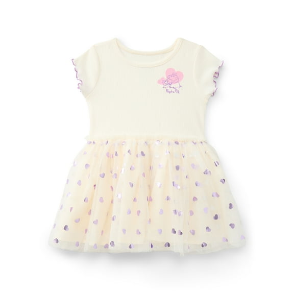 Peppa Pig Toddler Girls Tutu Dress with Short Sleeves, Sizes 12M-5T