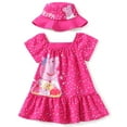 thumbnail image 1 of Peppa Pig Toddler Girls Dress with Hat 2 Pcs Sets Pink Graphic Square Neckline Dresses Sizes 2-6, 1 of 9
