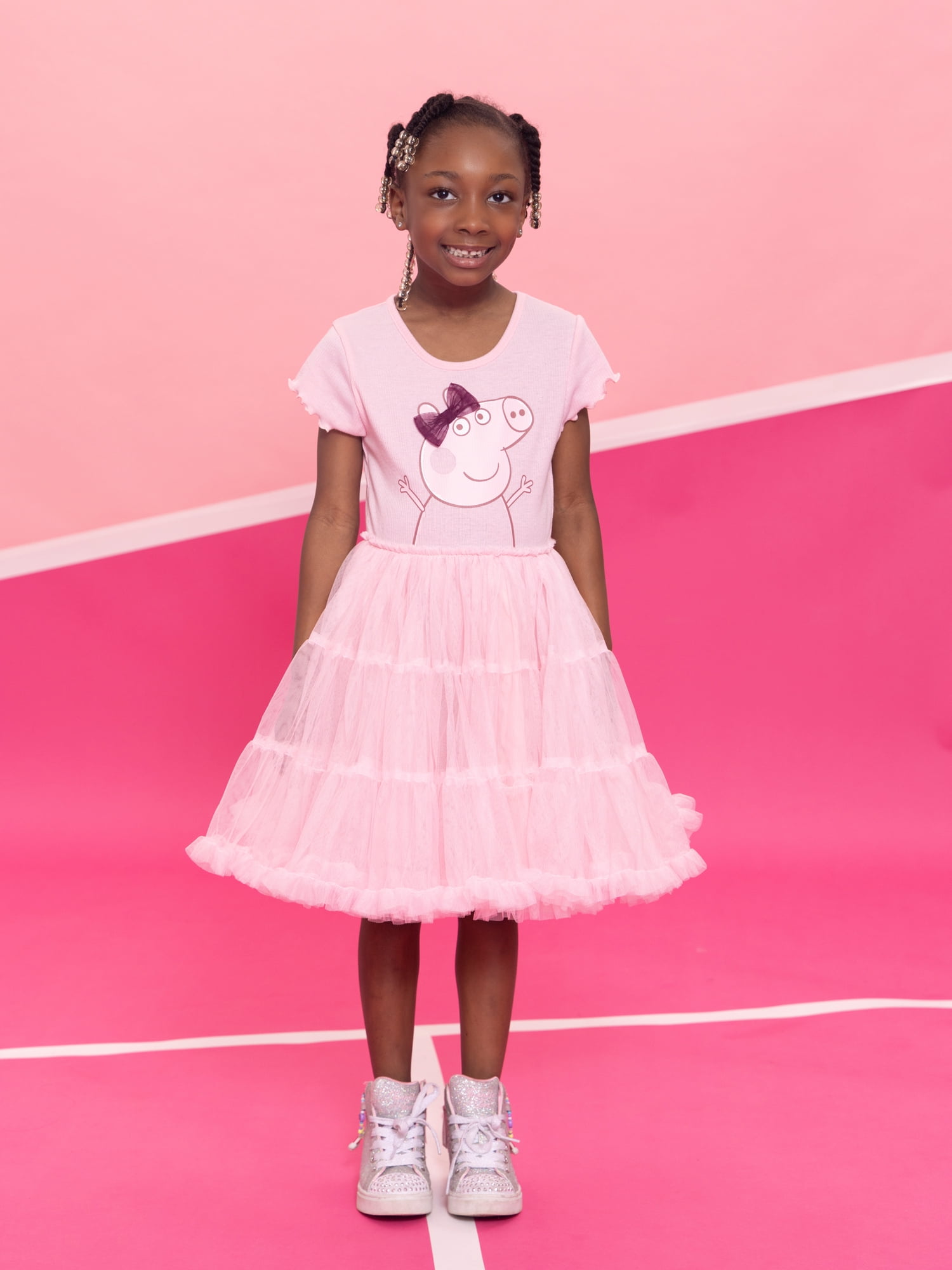Peppa Pig Toddler Girls Graphic Tutu Dress with Short Sleeves, Sizes 12M- 5T