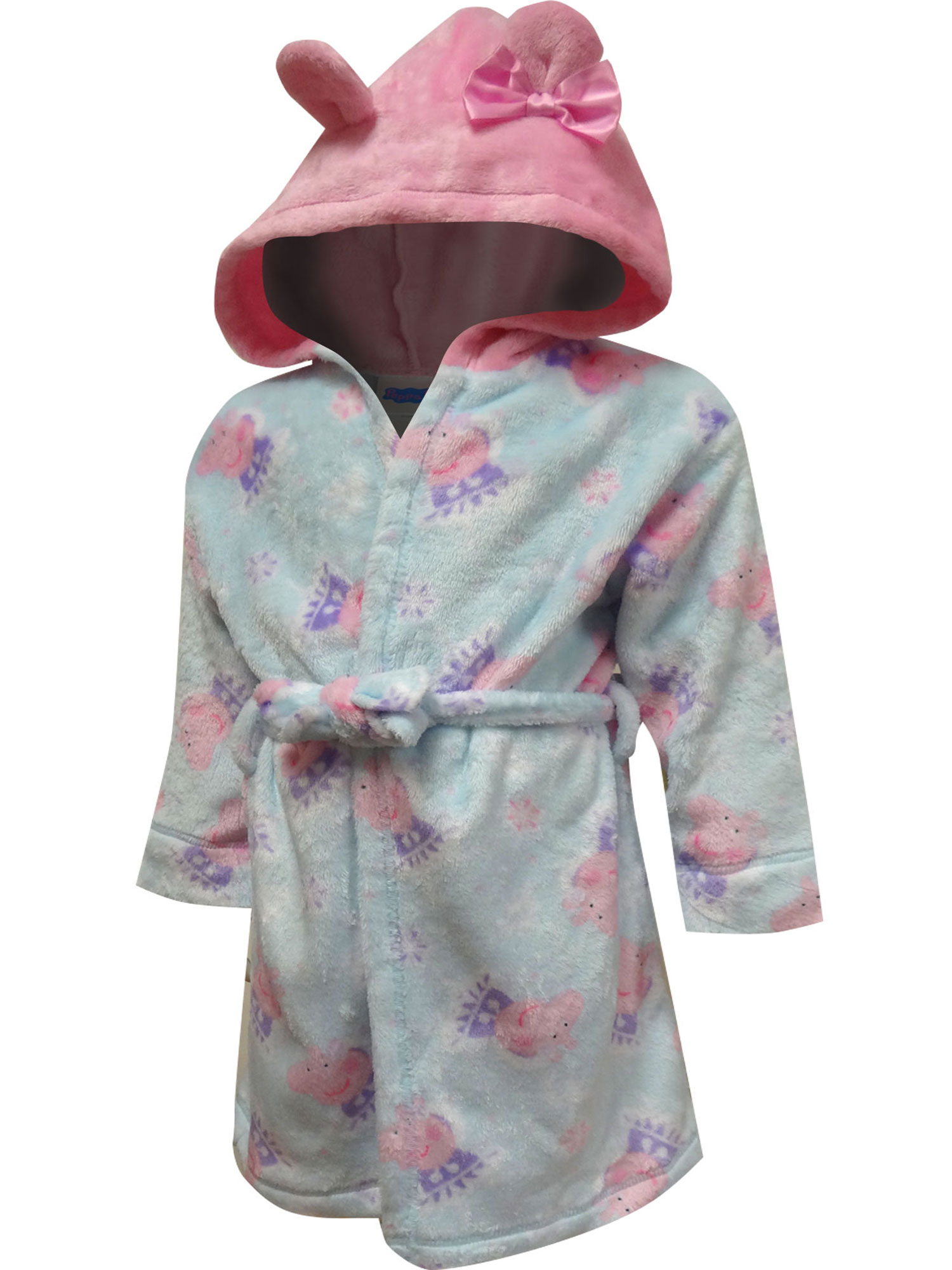 Peppa Pig Toddler Girls Plush Blue Pink Hoodie Bath Robe 2T Walmart