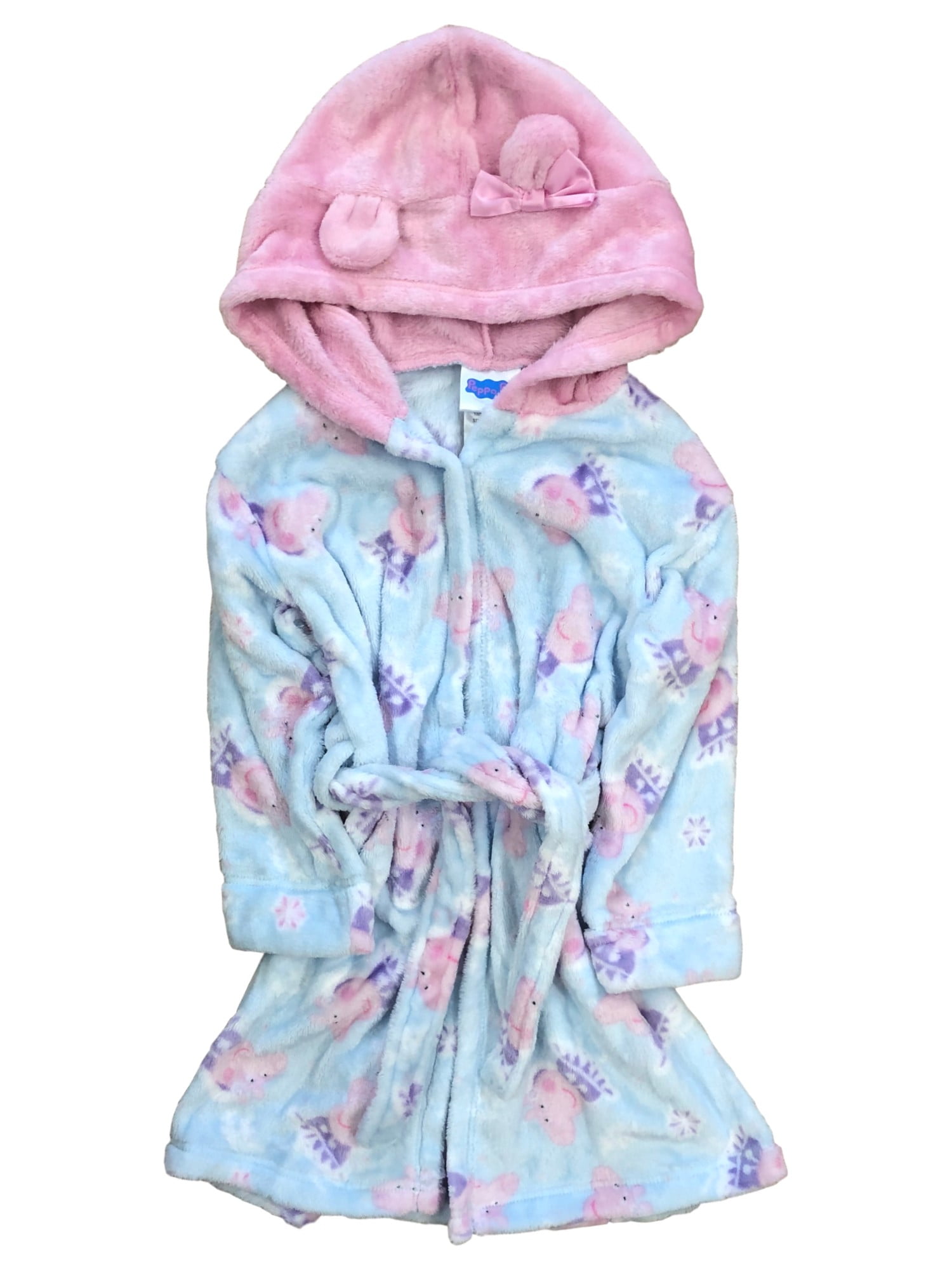 Peppa Pig Toddler Girls Plush Blue & Pink Hoodie Bath Robe 4T - Walmart.com