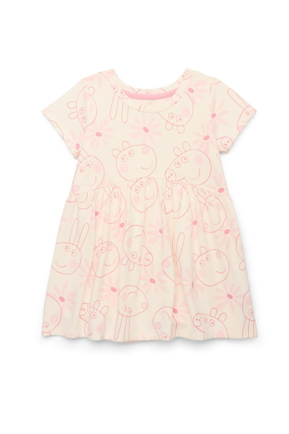 Peppa Pig Toddler Girls Printed Dress with Short Sleeves, Sizes 12M-5T