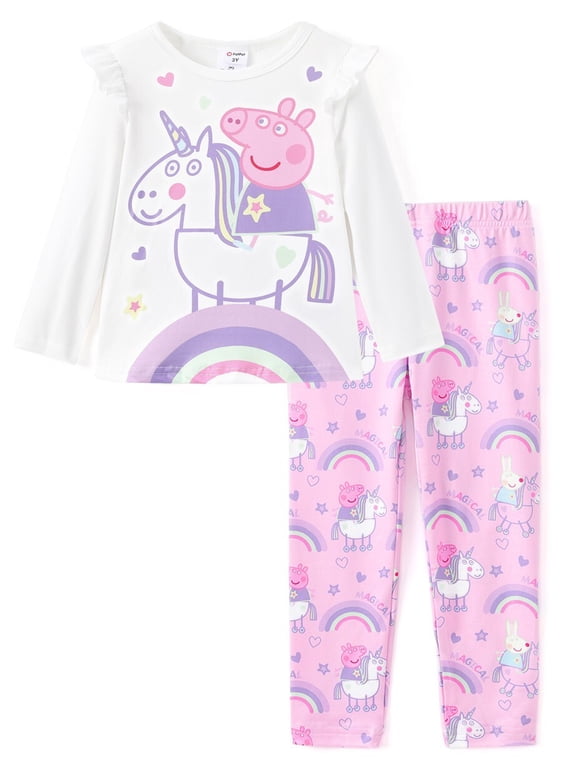 Toddler Girls Set Long Sleeve Graphic Tee Sweatshirts and Leggings Pink Unicorn Outfit 2-Piece Set 2T