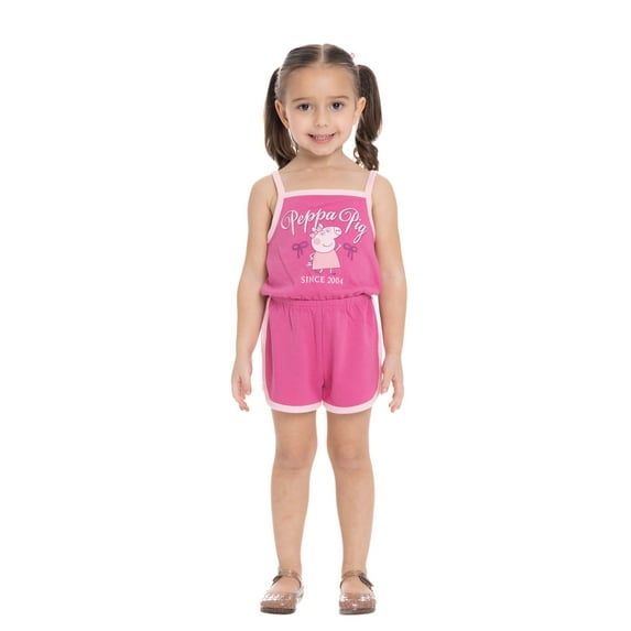 Peppa Pig Toddler Girls Sleeveless Graphic Romper, Sizes 12M-5T