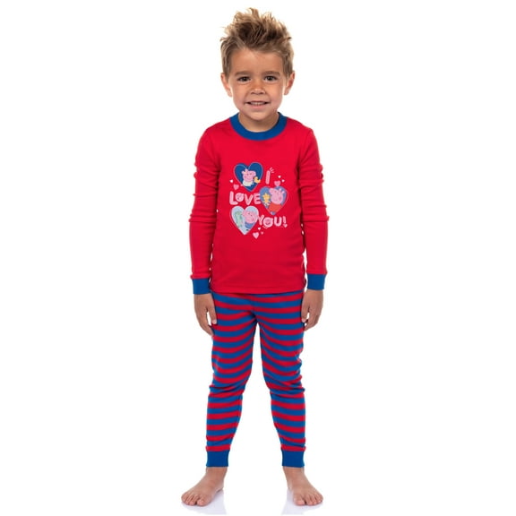 Peppa Pig Toddler Kids Love You Peppa George Evie 2PC Tight Fit Pajama Set For Boys Girls