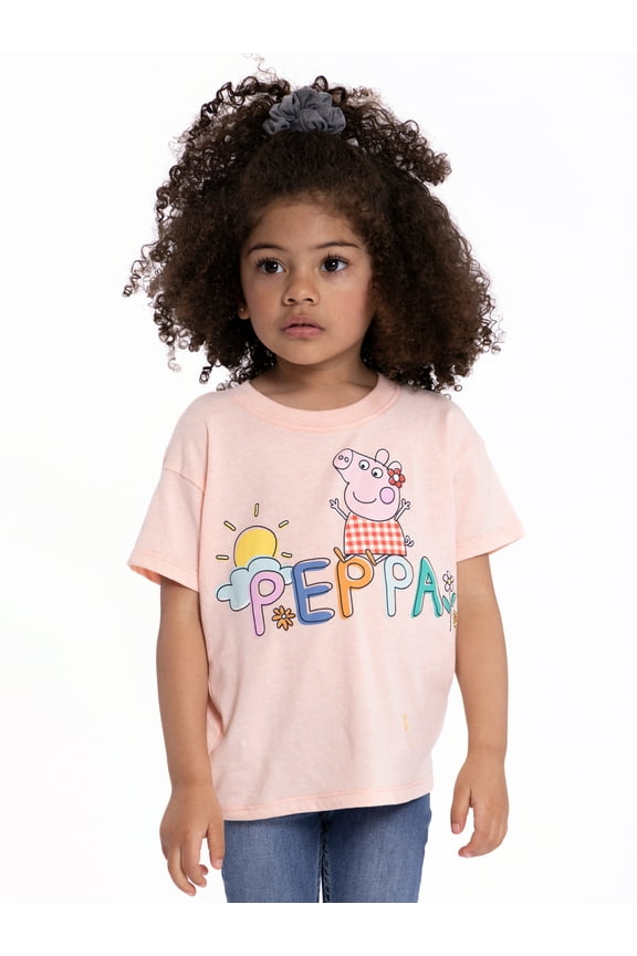 Peppa Pig Toddler Short Sleeve Graphic Crewneck Tee, Sizes 12M-5T