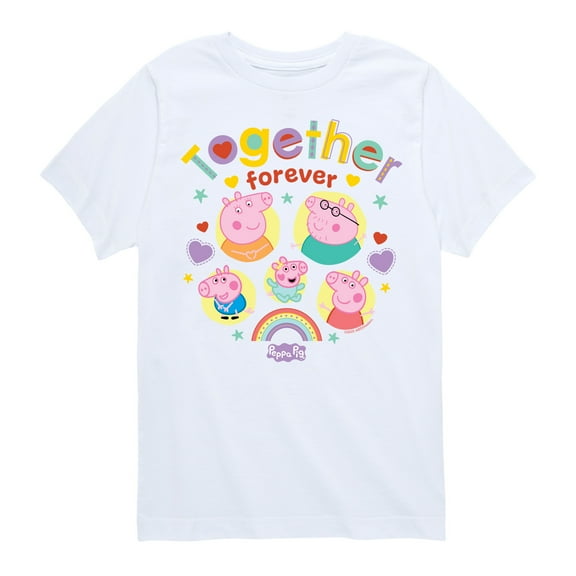 Peppa Pig - Together Forever - Kids Youth Short Sleeve Graphic T-Shirt