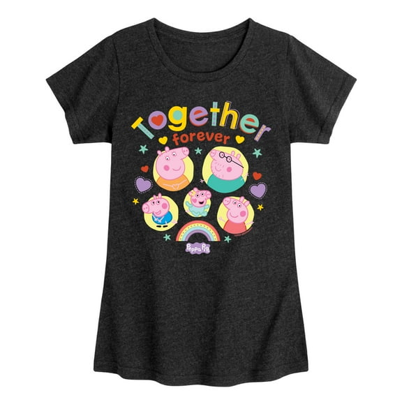 Peppa Pig - Together Forever - Toddler and Youth Girls Fitted Short Sleeve Graphic T-Shirt