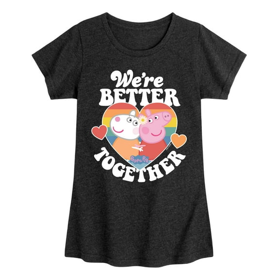 Peppa Pig - Were Better Together - Girls Toddler And Youth Fitted Short Sleeve Tee