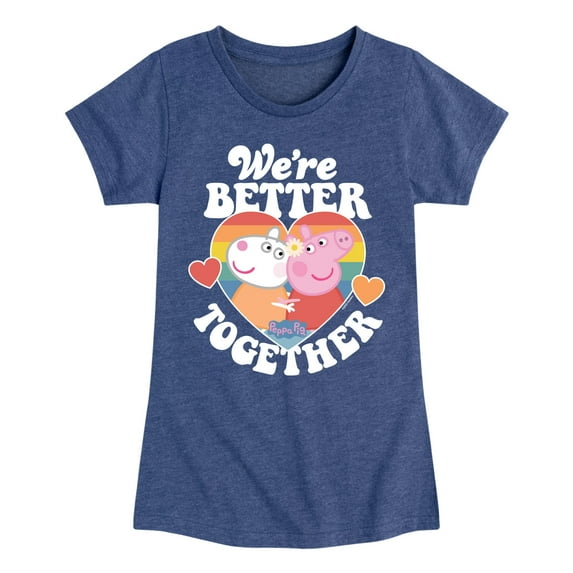Peppa Pig - Were Better Together - Girls Toddler And Youth Fitted Short Sleeve Tee