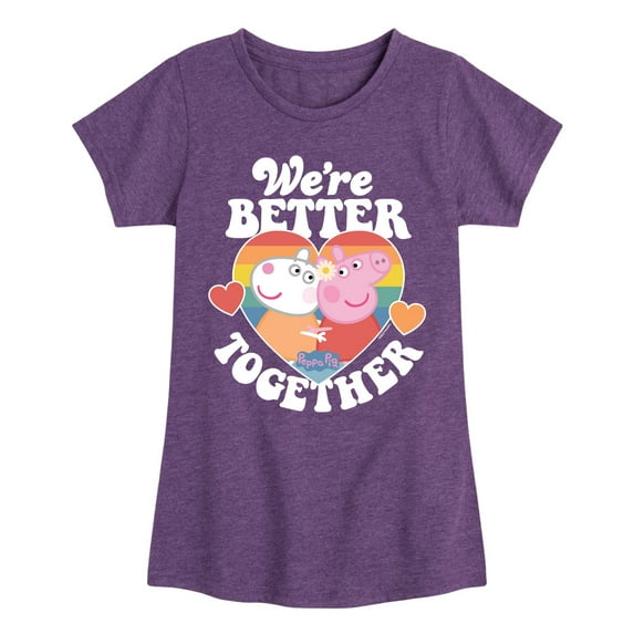 Peppa Pig - Were Better Together - Girls Toddler And Youth Fitted Short Sleeve Tee