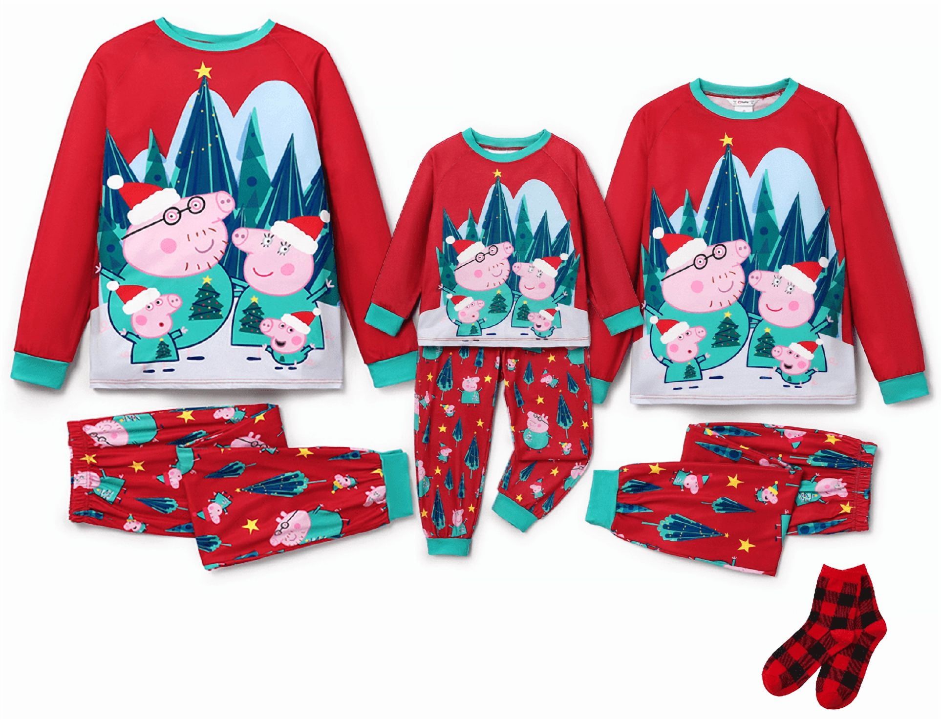 Peppa Pig Womens Christmas Pajamas Graphic Tops and Pants