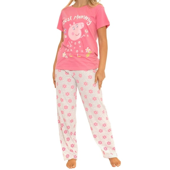 Peppa Pig Womens Mummy Pig Pajamas Pink Size S-XXL