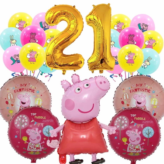 Peppa Pigs Balloons Party Supplies 21th Big Number Decorations Decor Kit Birthday
