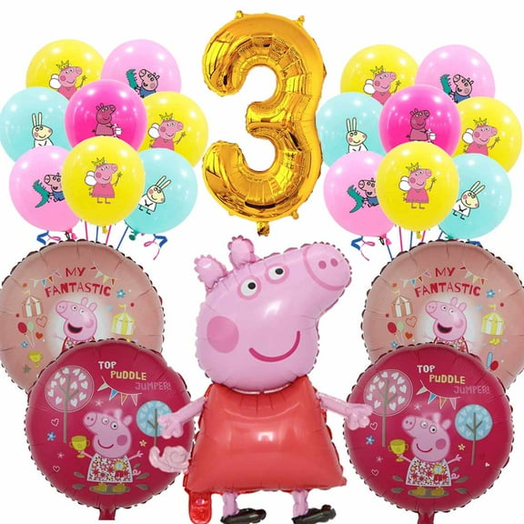 Peppa Pigs Balloons Party Supplies 3rd Big Number Decorations Decor Kit Birthday