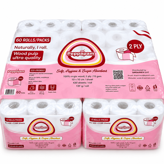Peppapam toilet paper, toilet tissue paper high quality Virgin Wood pulp | Househol paper