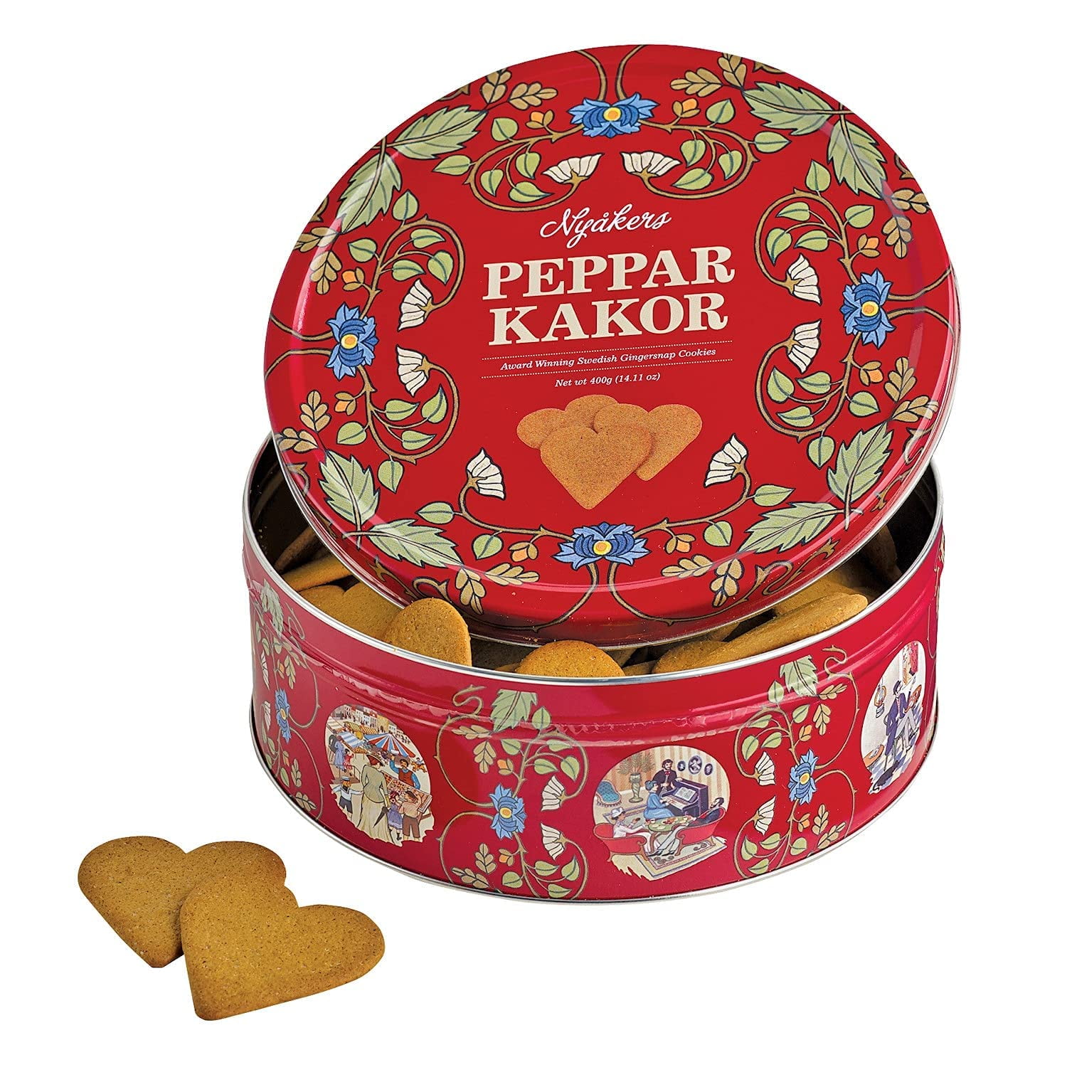 Pepparkakor Swedish Cookies - Heart-Shaped snaps - Vegan Cookies - Dairy-Free Cookies on the Go - Food Gift for Holiday - 14.11 Ounces