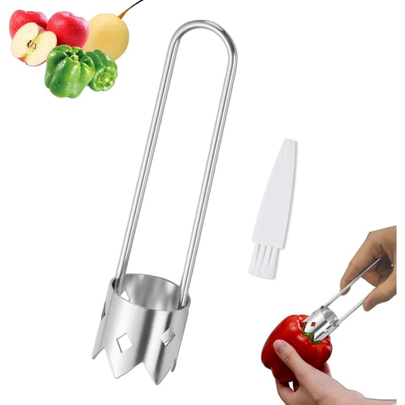 Pepper Corer, Apple Corer, Pepper Seed Core Remover Tool, Stainless Steel Apple Core Remover Tool, Multifunctional Corer Tools for Vegetable Fruit Practical Kitchen Gadget Tools (1 Pcs)
