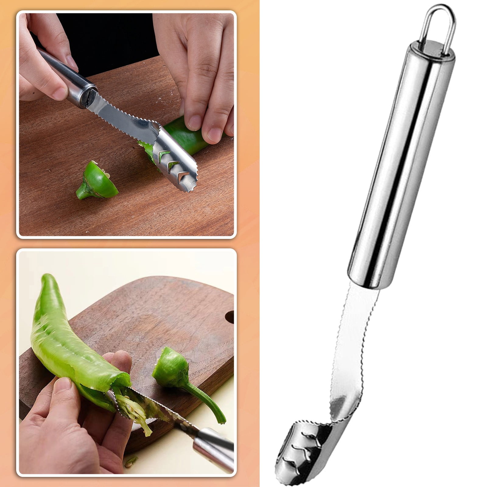 Pepper Corer Remover Stainless Steel Fruit Corer Vegetable Remover