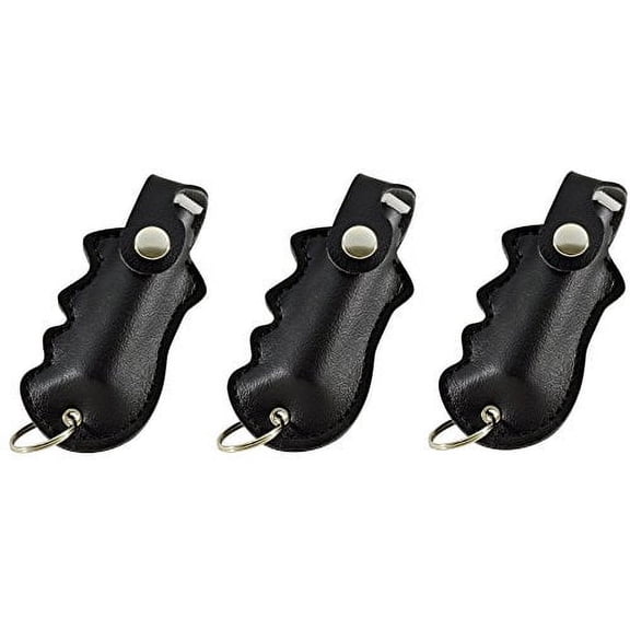 Pepper Defense 3-Pack PD-2B Pepper Spray Keychain w/Finger Grip Holster for Aim & Accuracy - Maximum Strength 10% OC Police Grade Formula - Emergency Non Lethal Self Defense (Black (3-Pack))