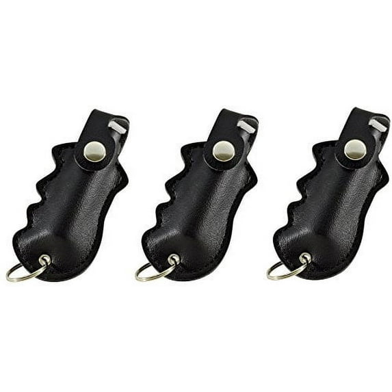 Pepper Defense 3-Pack PD-2B Pepper Spray Keychain w/Finger Grip Holster for Aim & Accuracy - Maximum Strength 10% OC Police Grade Formula - Emergency Non Lethal Self Defense (Black (3-Pack))