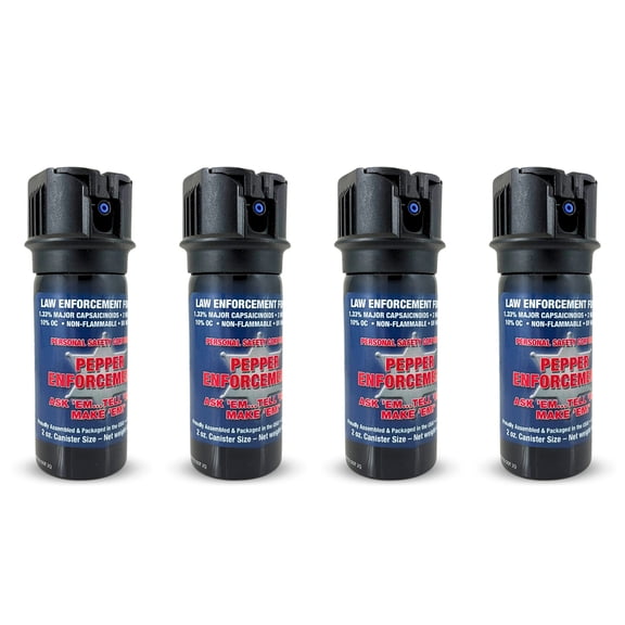 Pepper Enforcement 4-Pack Fogger Flip-Top Pepper Spray for Self Defense - 10% OC Maximum Strength Fog Formula - Emergency Non Lethal Personal Safety Protection
