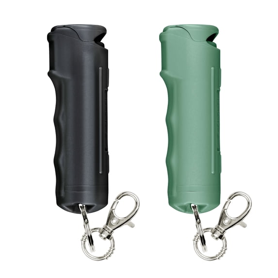 SABRE Fast Flip Top Pepper Gel with Snap-Clip Keychain, 2 Ct,Black & Sage Green,Pocket Pepper Sprays