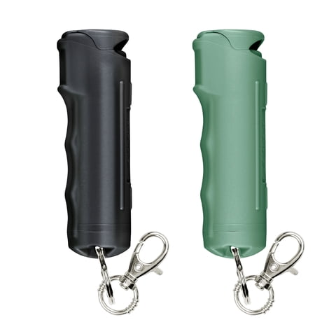 SABRE Fast Flip Top Pepper Gel with Snap-Clip Keychain, 2 Ct,Black & Sage Green,Pocket Pepper Sprays