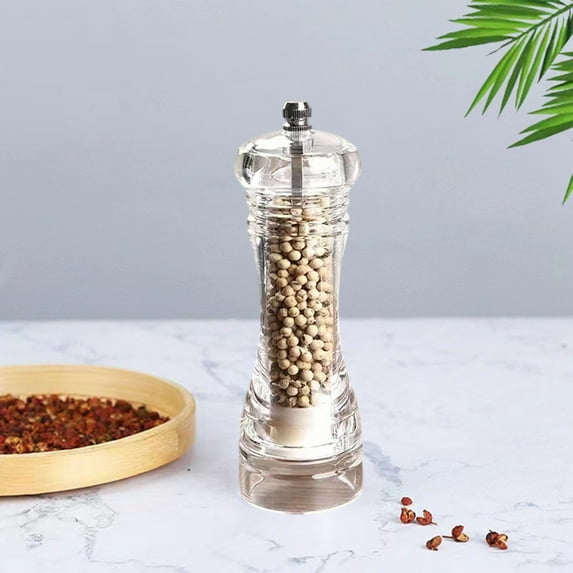 Pepper Grinder under $5! CQCYD Transparent Pepper Grinder, Manual Spice Grinder with Ceramic Core, Adjustable Coarseness, Acrylic Seasoning Bottle for Kitchen
