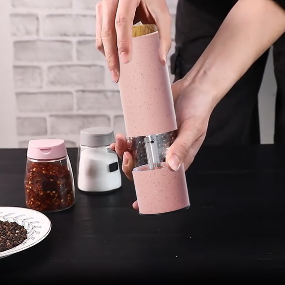 Pepper Grinder - Automatic Electric Pepper Mill, Battery Operated Stainless Steel Spice Grinder, Adjustable Coarseness, Push Button, Easy Refill, Arthritis Friendly