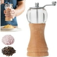 thumbnail image 1 of Pepper Grinder,Wooden Pepper Grinder,Hand Cranked Salt Grinder,Manual Seasoning Grinders,Ceramic Blades & Upgrade metal handle,Food Grade,Refillable Kitchen Utensils, Wood Color, 1 of 8